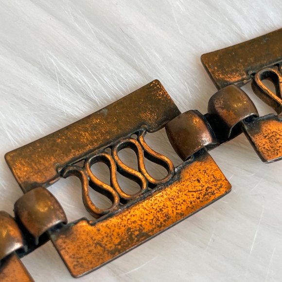 Vintage Renoir Copper Necklace Mid Century Modern Modernist Squiggle Jewelry - Picture 4 of 6